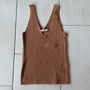 Stitches and Stripes Ribbed V-Neck Tank Top - XS